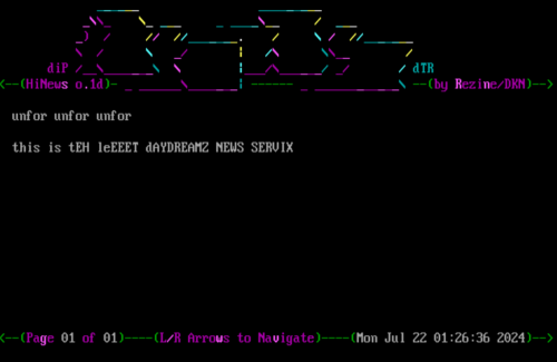 Reading a test news message with Hinews 0.2