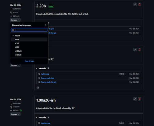 Looking through versions of Iniquity BBS