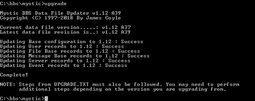 Running the Mystic 1.12 A39 Upgrade.exe